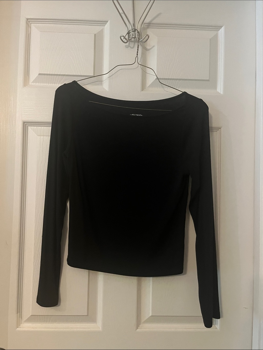 wild fable Black Long-Sleeve Boatneck Top